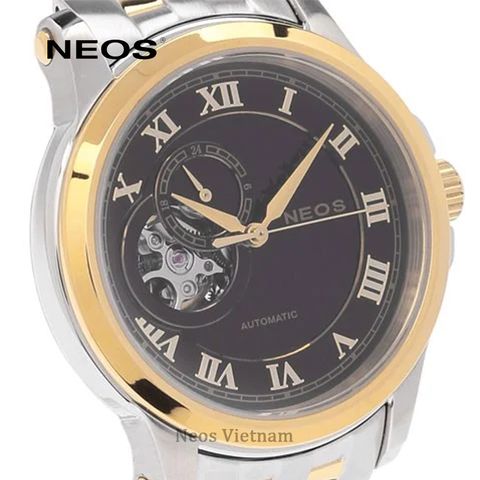  Đồng Hồ Cơ Nam Neos N-90110M Dây Thép Bạc Phối Vàng 