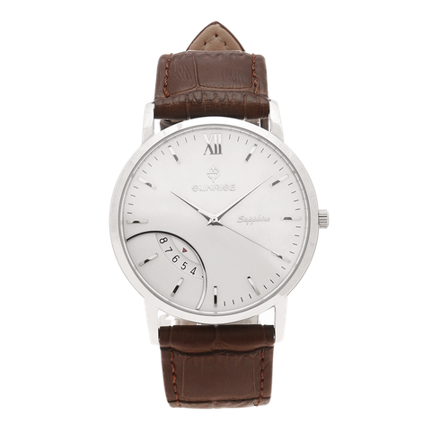  Đồng Hồ Nam Dây Da Sunrise 783SWP Sapphire Chính Hãng 