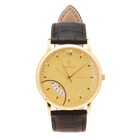  Đồng Hồ Nam Dây Da Sunrise 783SWP Sapphire Chính Hãng 