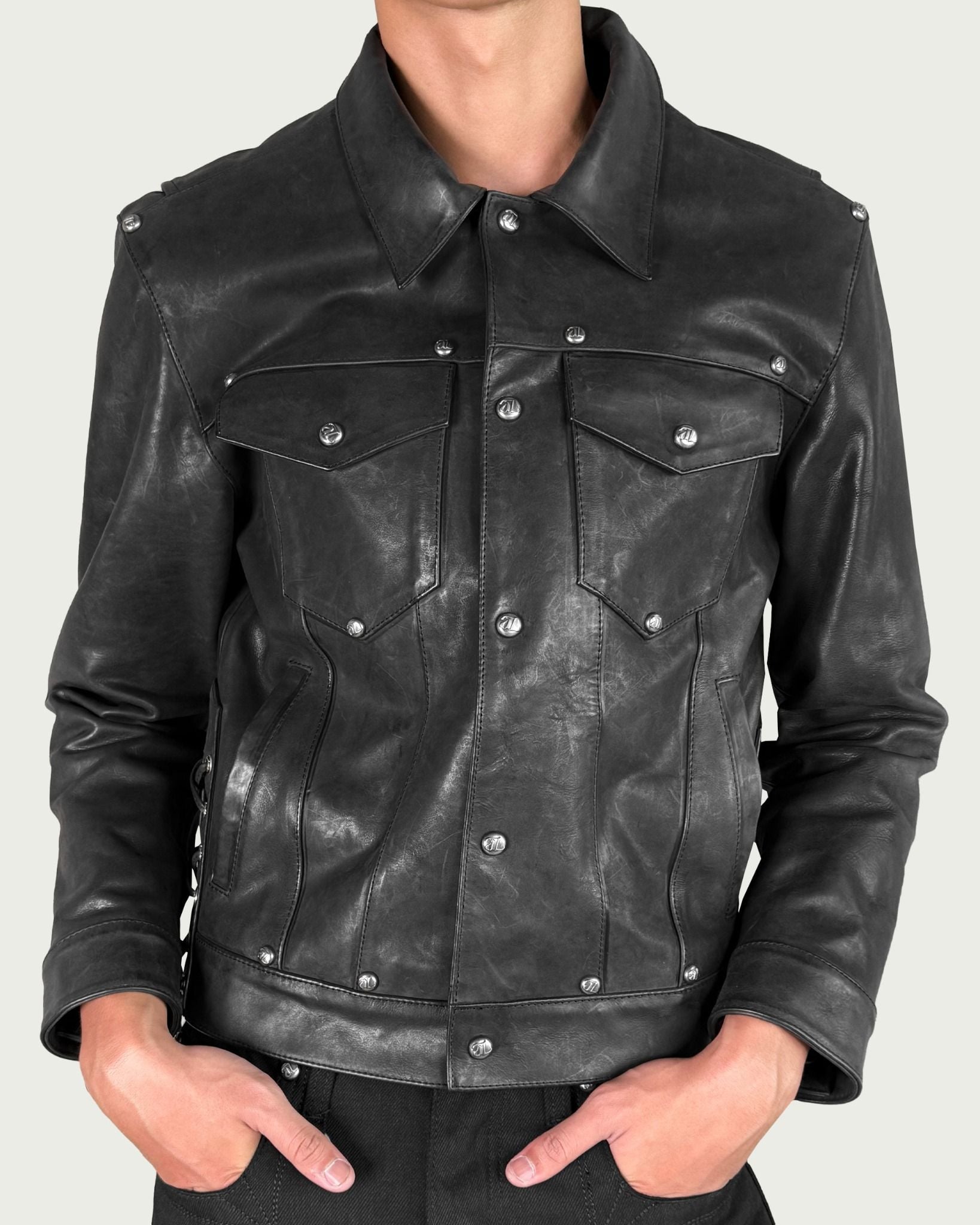  ALCYUS | RIVET LEATHER JACKET 