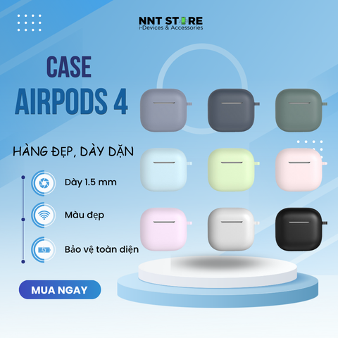  Vỏ đựng ốp case Airpods 4 Silicon trơn nhiều màu 