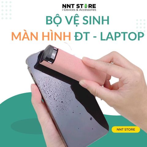  Bình xịt vệ sinh điện thoại , bộ dụng cụ lau màn hình , chai đổ sẵn dung dịch nước làm sạch kính cộng miếng khăn ốp vỏ 