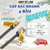  Cáp Sạc Nhanh Đa Năng 4 Đầu - C-L, C-C, USB-C, USB-L Tối Đa 65W | Cáp 4 in 1 Pixitek 
