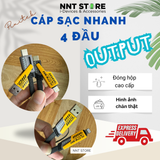  Cáp Sạc Nhanh Đa Năng 4 Đầu - C-L, C-C, USB-C, USB-L Tối Đa 65W | Cáp 4 in 1 Pixitek 