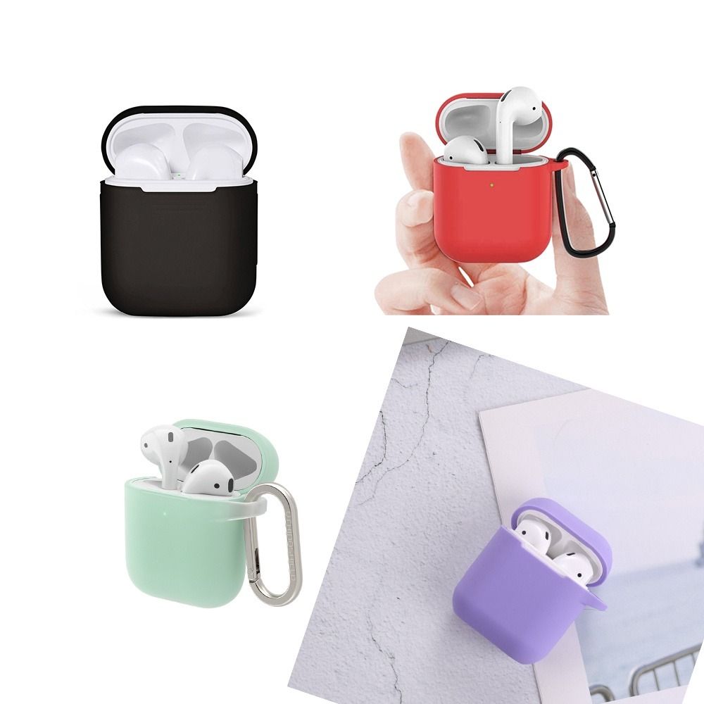 hộp vỏ đựng tai nghe Vỏ Bảo Vệ Hộp Sạc Tai Nghe Kết Nối Bluetooth Bằng Silicon Kèm Móc
