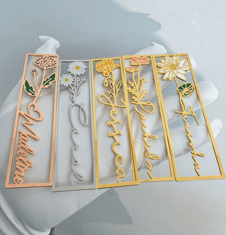  Colorful Custom Birthday Flower Bookmark 
