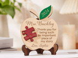 Custom Apple Puzzle Piece Sign,Personalized Teacher Apple Sign,Teachers Gift,Teacher Appreciation Gift,End Of School Year Gift,Desktop Size