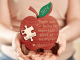 Custom Apple Puzzle Piece Sign,Personalized Teacher Apple Sign,Teachers Gift,Teacher Appreciation Gift,End Of School Year Gift,Desktop Size