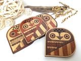 Retro Owls Wood Inlay Coaster
