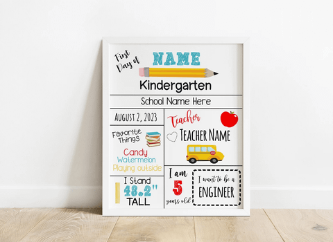 Back to School Kids Sign First Day of School
