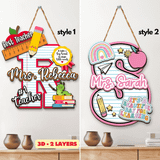 Personalized Classroom 3D Wood Art, Teacher Gift Door Hanger Sign Name, Classroom Sign For Teacher, Back To School Decor Gift Idea