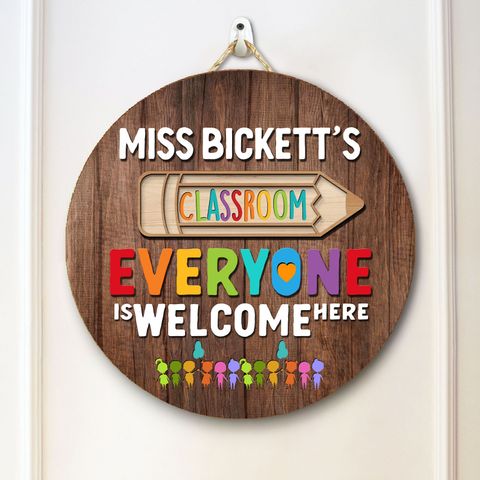 Personalized Classroom Wooden Sign, Back To School Wood Sign, Teacher Door Sign, Teacher Appreciation Gifts, Classroom Door Hanger
