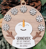 Grandchild Snowman Family Ornament