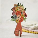 WOODEN MOTHER'S DAY FLOWER BOUQUET CARD - WGH75