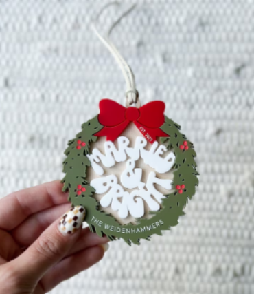 Married & Bright Christmas Ornament