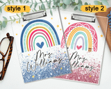 Personalized Teacher Clipboard, Teacher Acrylic Clipboard, Teacher Rainbow Gifts, Boho Rainbow Teacher, Teacher Gift, Peraonalized Clipboard