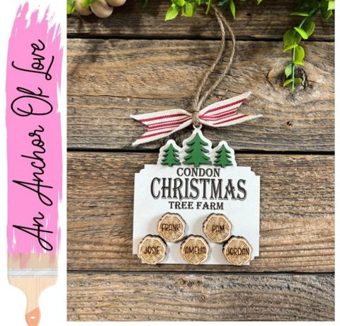  Christmas Tree Farm Wood Slice Ornament 