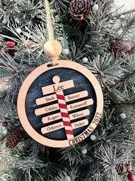  2023 Wooden Xmas Ornaments With Family Member Names 