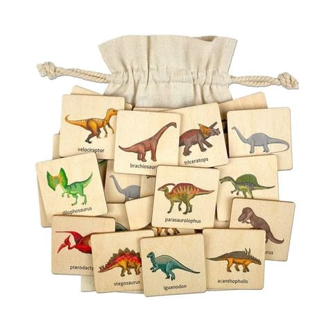 Wooden Dinosaurs Matching Cards