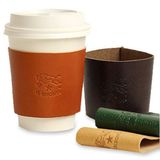 PERSONALISED LEATHER COFFEE CUP SLEEVE - LGH65