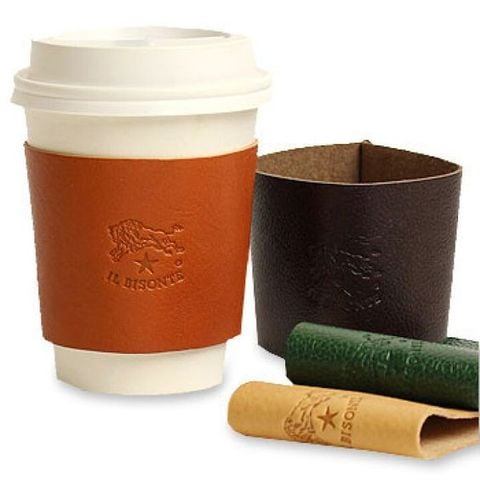  PERSONALISED LEATHER COFFEE CUP SLEEVE - LGH65 