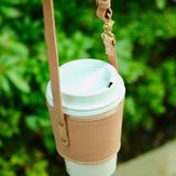 PERSONALISED LEATHER COFFEE CUP SLEEVE - LGH65