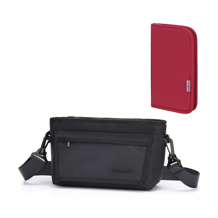 Set S1: Túi đeo vai/ đeo hông Travel Essentials ANTM + Ví du lịch Global TA RFID