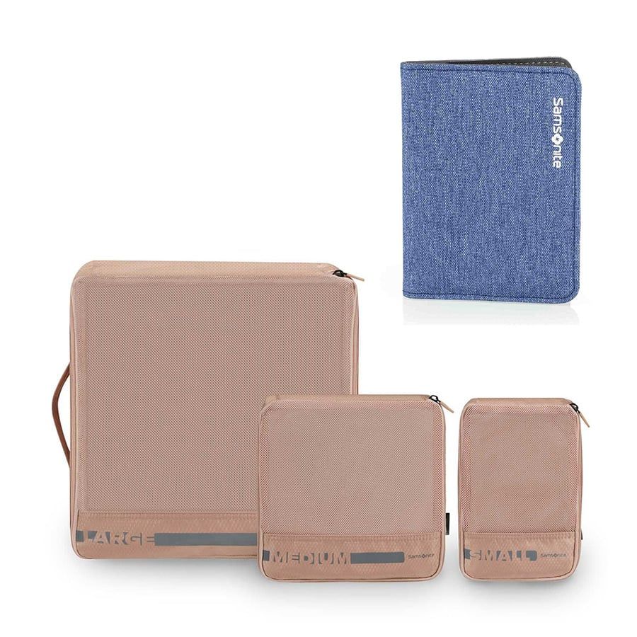 Set S2: Bộ 3 túi hành lý Pack-Sized + Ví passport Travel Essentials RFID