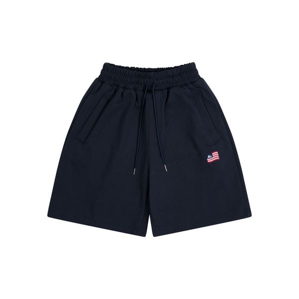  AA FLAG LOGO SWEAT SHORTS // NAVY 