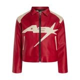  RACING LEATHER CROP JACKET // RED 