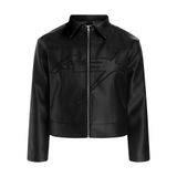  RACING LEATHER CROP JACKET // ALL BLACK 