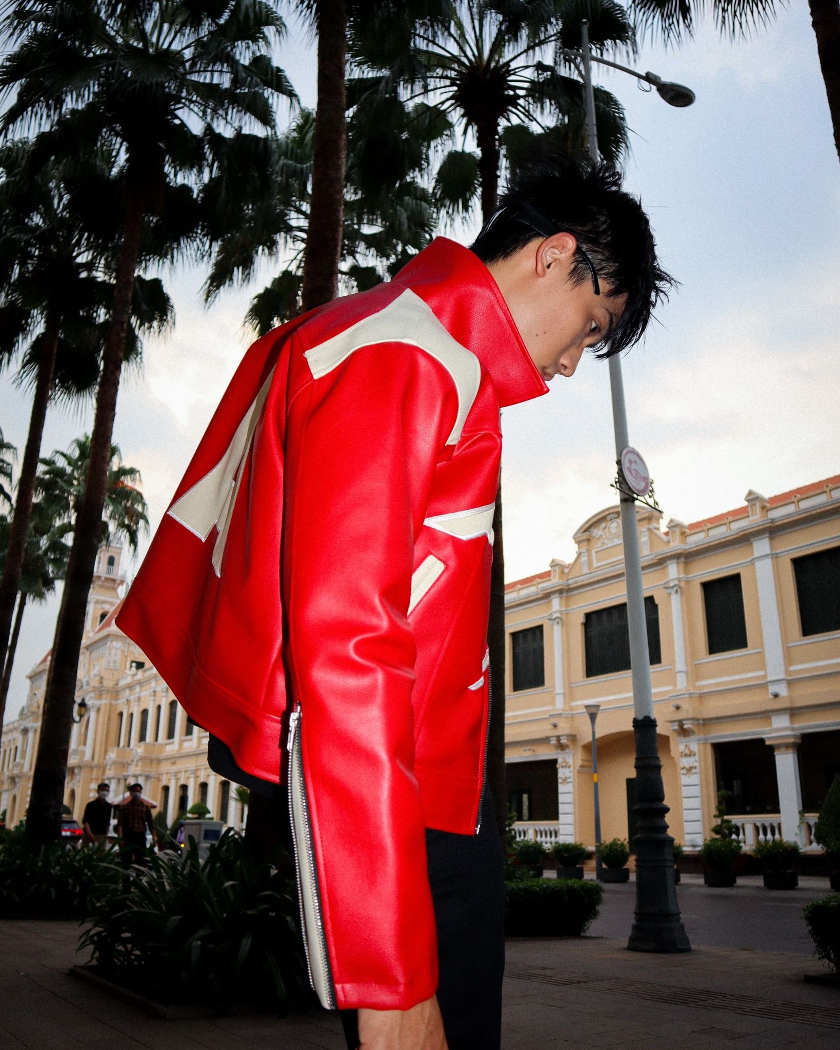  RACING LEATHER CROP JACKET // RED 