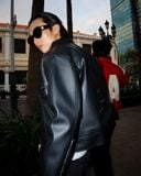  RACING LEATHER CROP JACKET // ALL BLACK 