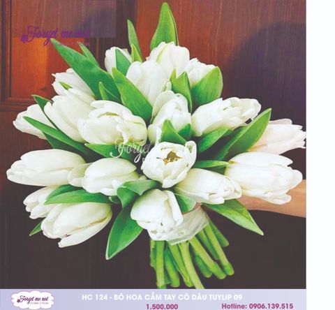  HC124- BÓ HOA CƯỚI TULIP TRẮNG 09 