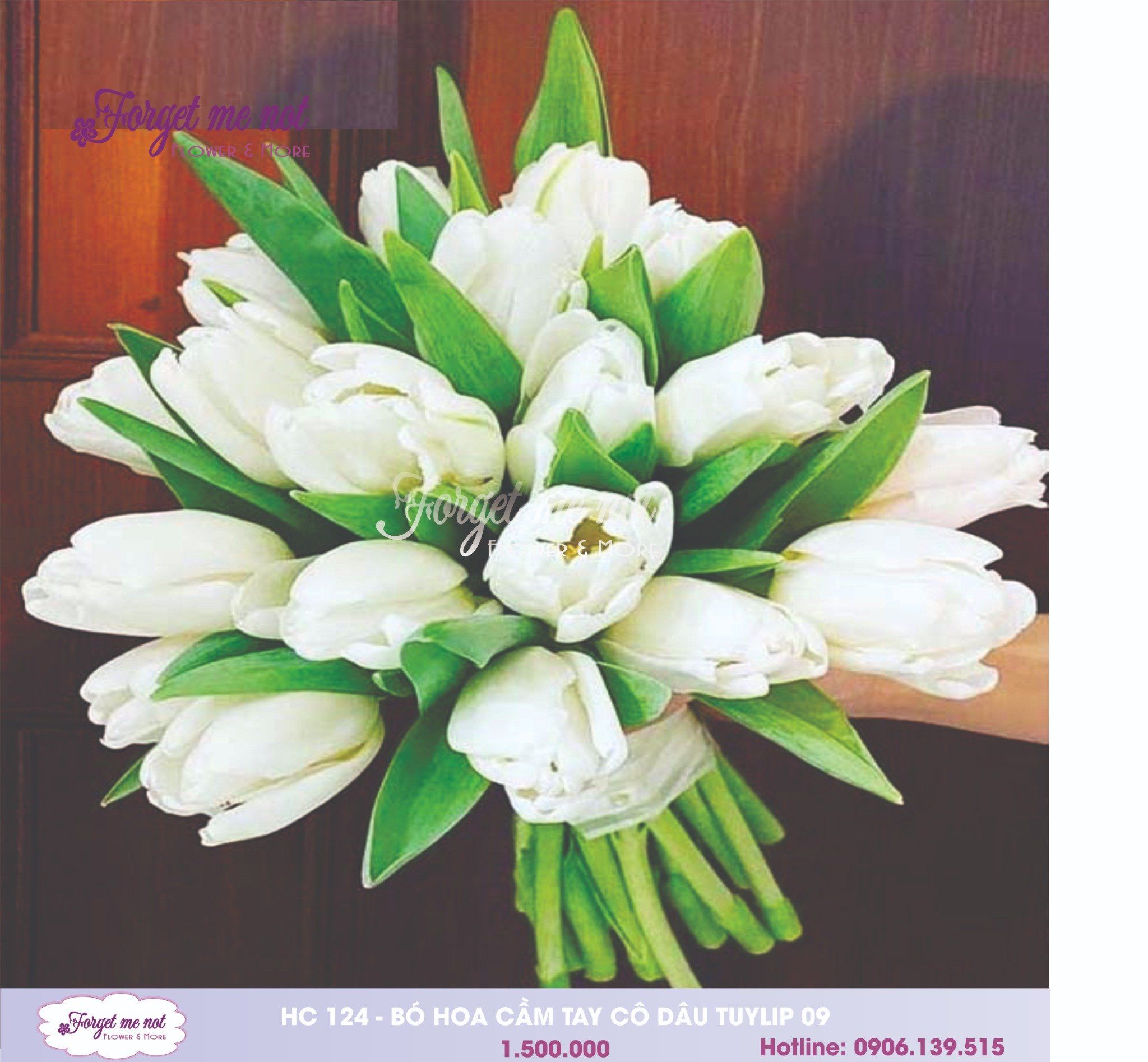  HC124- BÓ HOA CƯỚI TULIP TRẮNG 09 