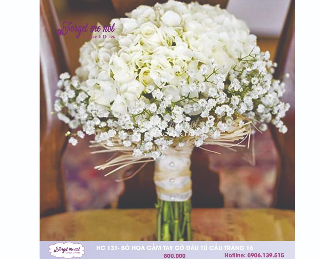  HC131 - BÓ HOA CƯỚI CẨM TÚ CẦU TRẮNG 16 
