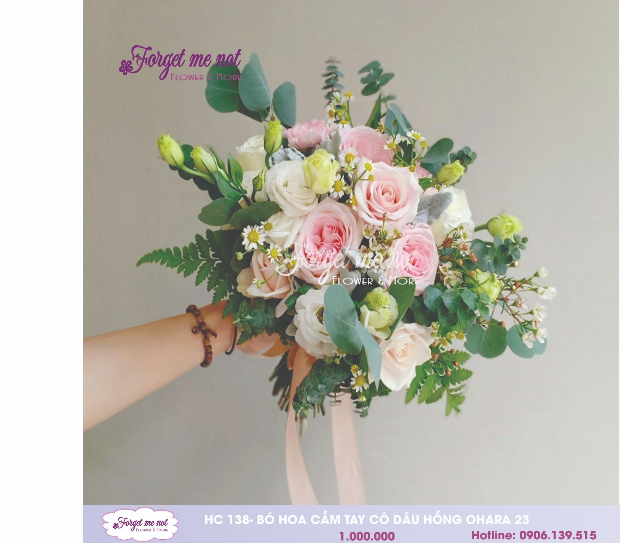  HC138 - BÓ HOA CƯỚI HỒNG PINK OHARA  23 