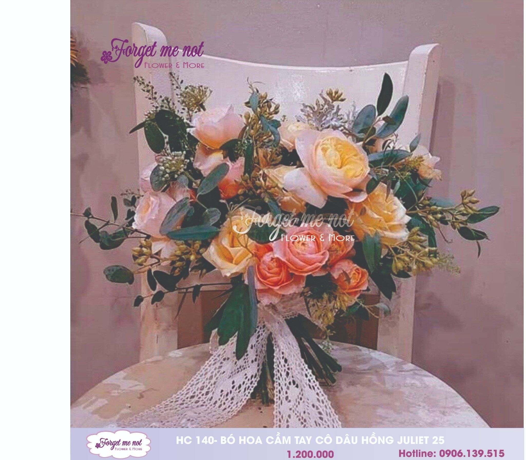  HC140- BÓ HOA CƯỚI  HỒNG JULIET 25 