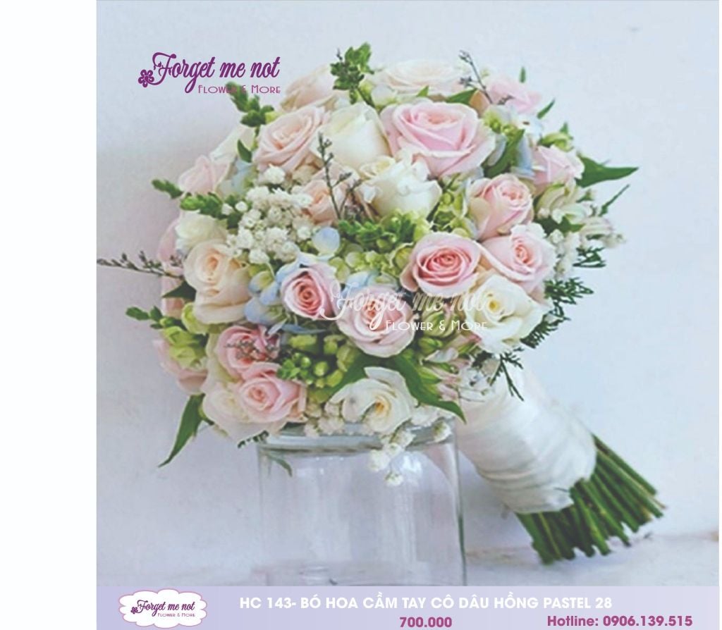  HC143- BÓ HOA CƯỚI HỒNG PATESL 28 