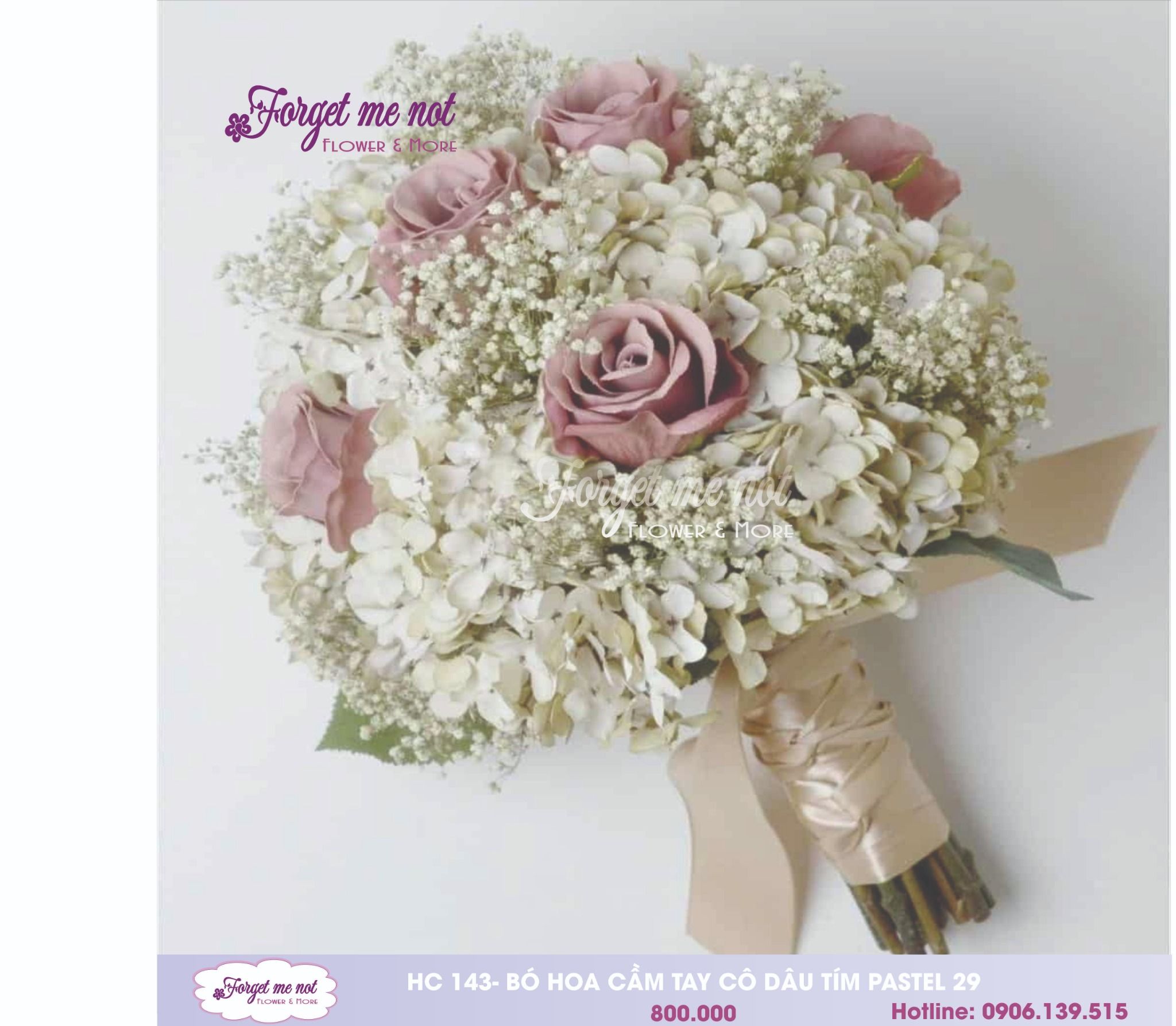 HC144 - BÓ HOA CƯỚI HỒNG TÍM PASTEL 29 