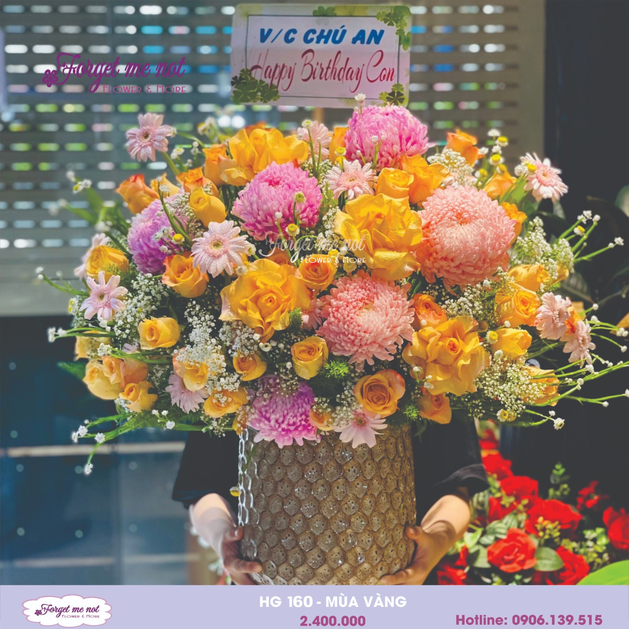  HC160 - CHẬU HOA TONE MÀU VÀNG HỒNG HOA MẪU ĐƠN - MÙA VÀNG 