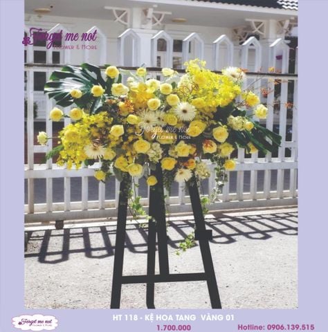  HT118 - KỆ HOA TANG MÀU VÀNG 01 