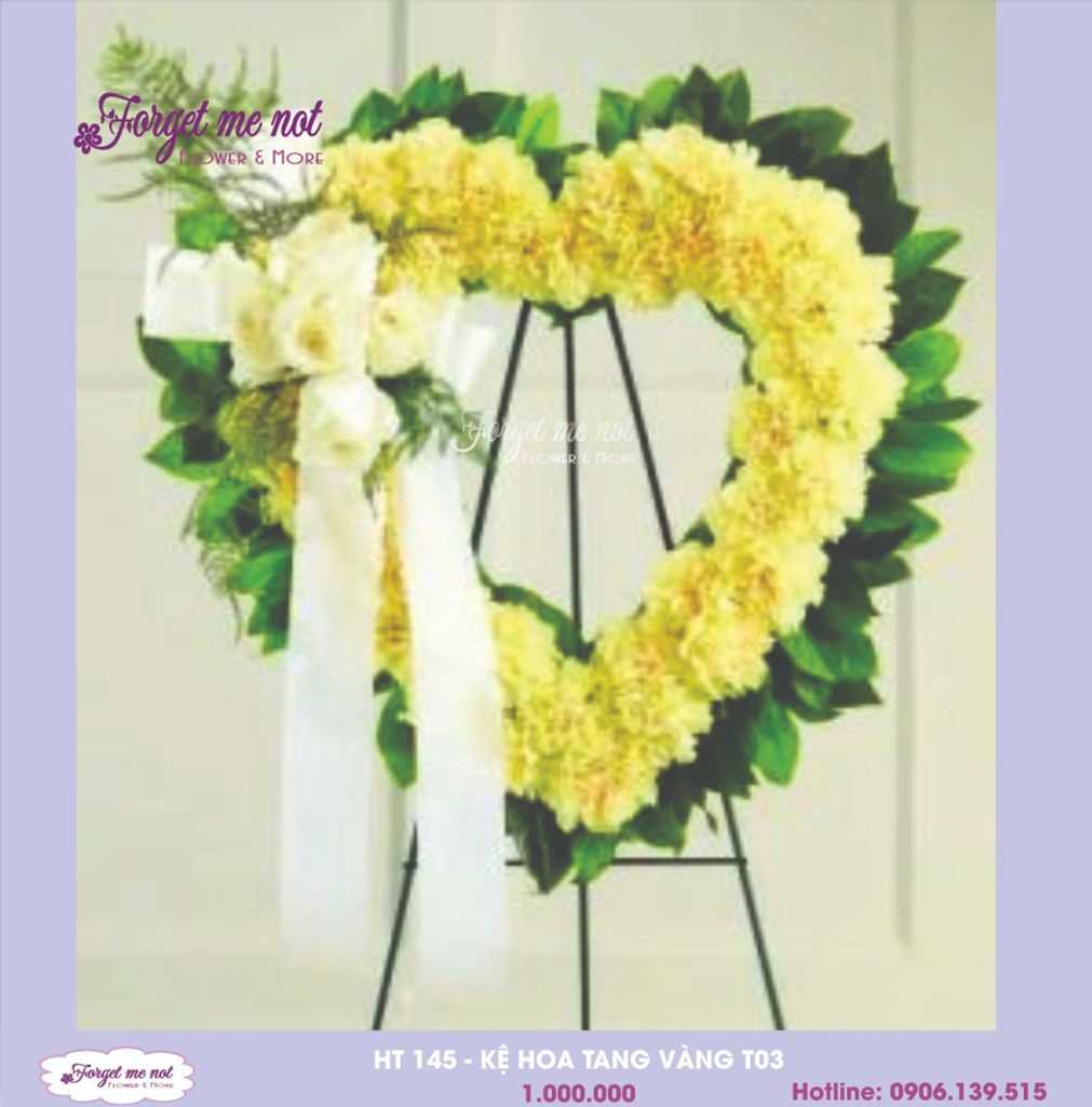  HT145 - KỆ HOA TANG VÀNG 03 