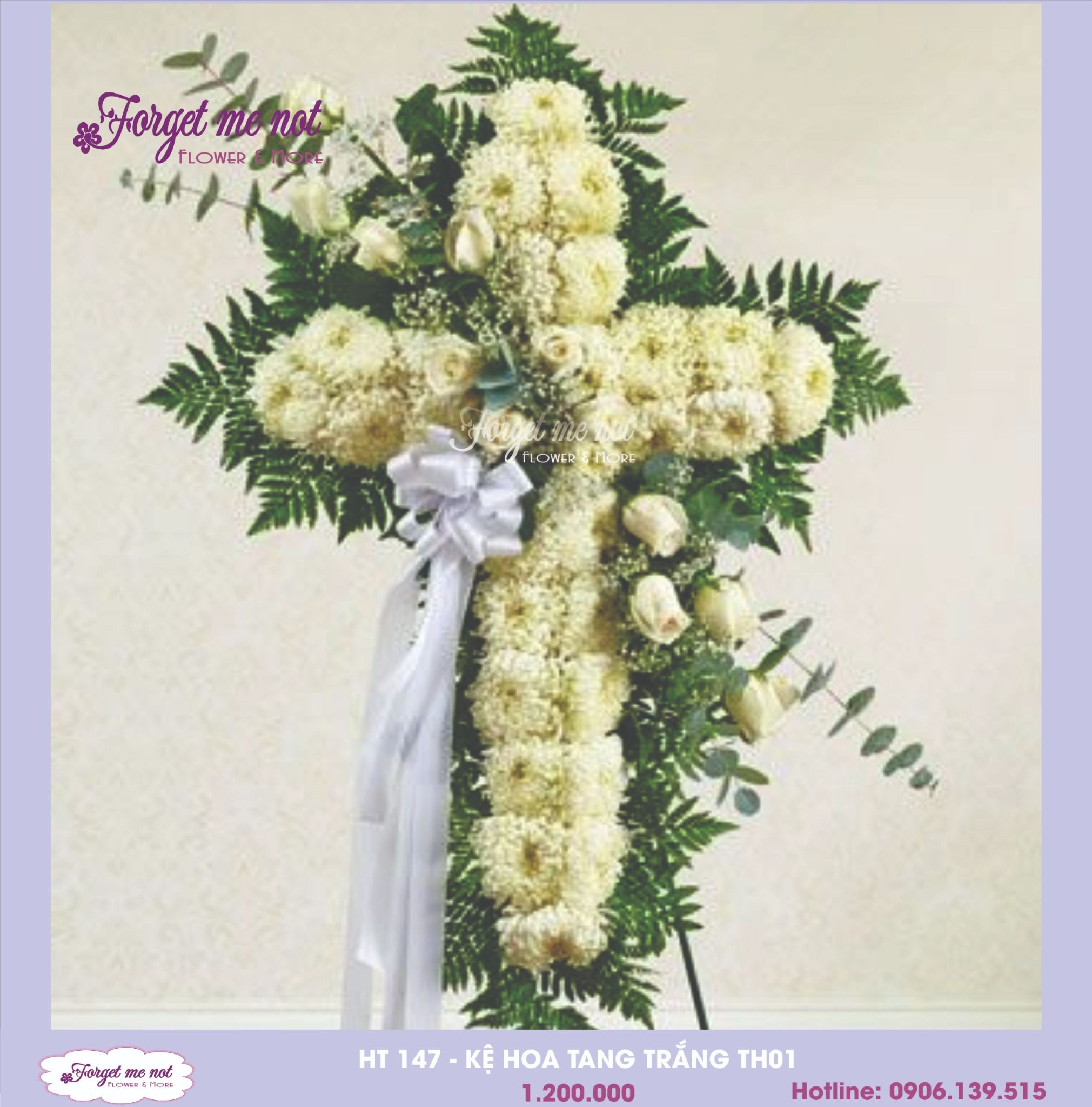  HT147 - KỆ HOA TANG TRẮNG TH01 
