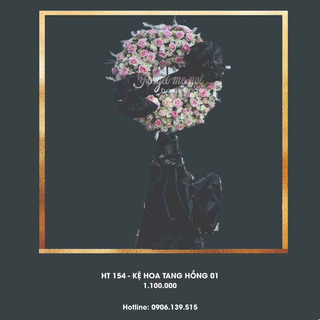  HT154 - KỆ HOA TANG HỒNG 01 