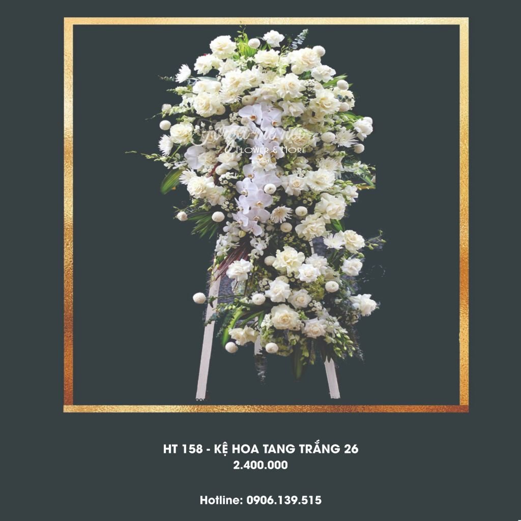  HT158 - KỆ HOA TANG TRẮNG 26 