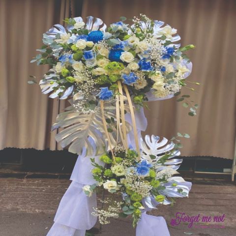  Kệ hoa chúc mừng khai trương tone xanh blue 