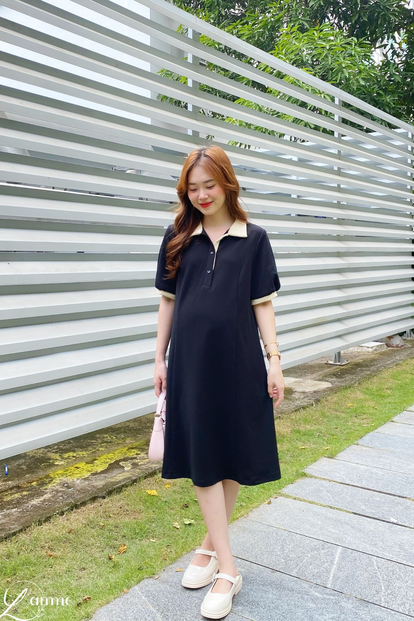 Váy bầu xinh thiết kế đơn giản chất kate thoáng mát 2 màu trắng đen   Shopee Việt Nam