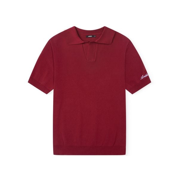  AB WOOL KNIT POLO SHIRT - Red 