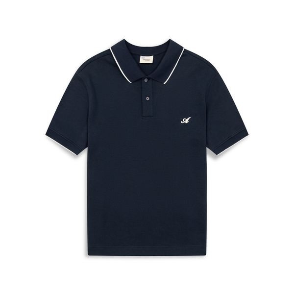  Interlock Striped Polo Shirt - Navy 